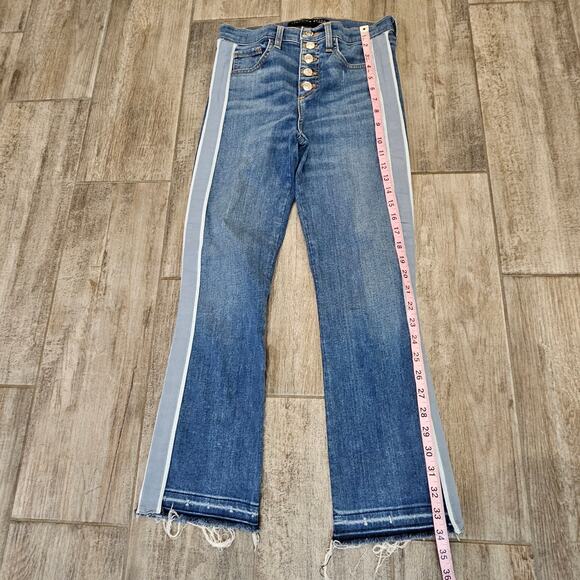 Veronica Beard Carolyn Baby Boot Jeans 26 High Rise Button Fly Tuxedo Stripe - Picture 4 of 12